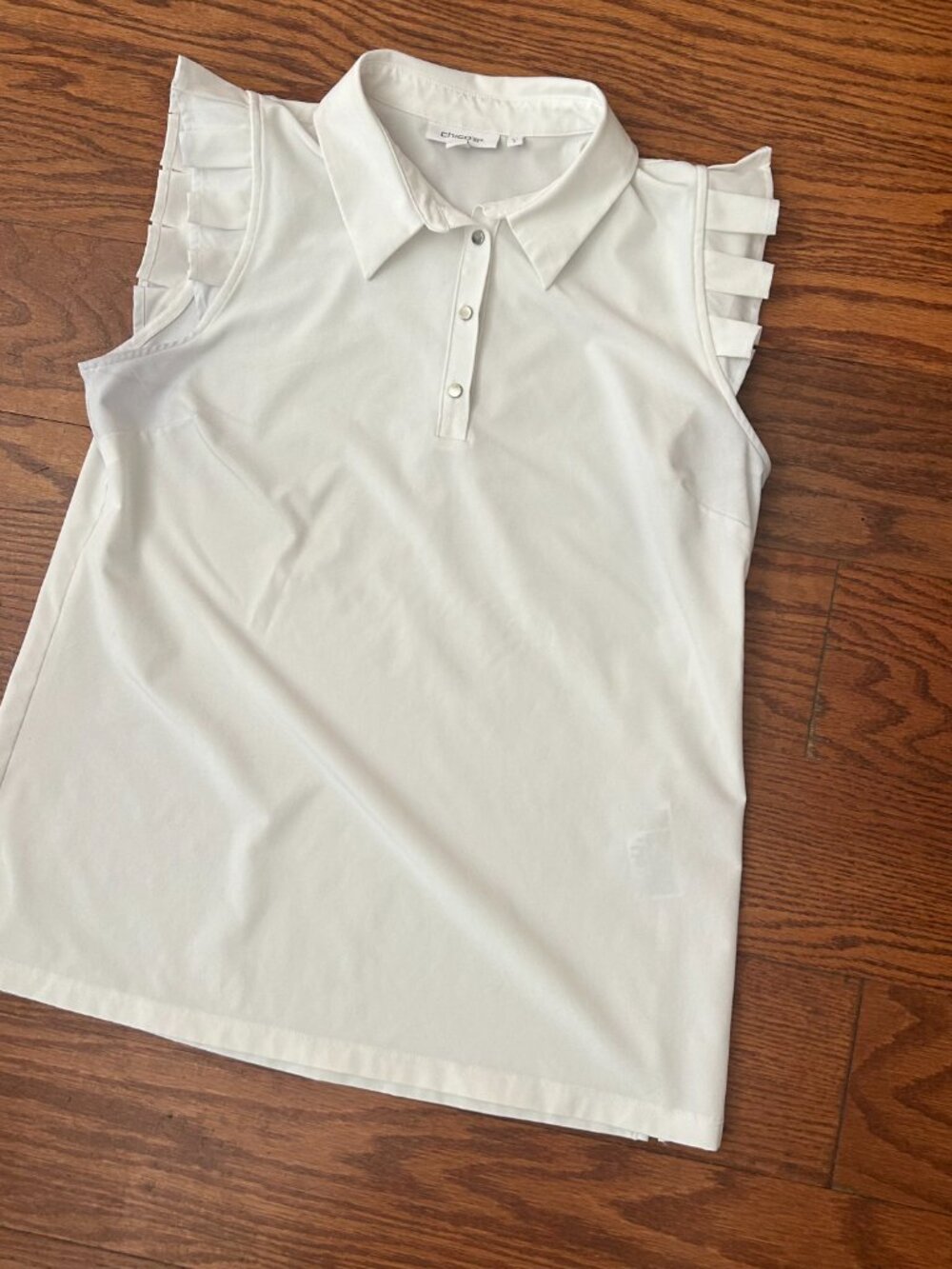 Chico's Zenergy UPF Ruffle Sleeveless Polo Top Activewear Athleisure Size 6 - Picture 2 of 12